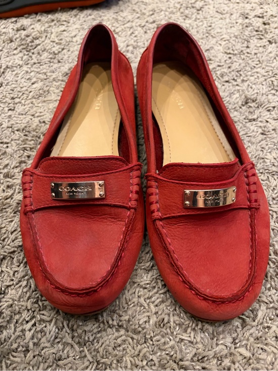 Coach Shoes - Coach Fredrica red nubuck suede driving loafers for Women